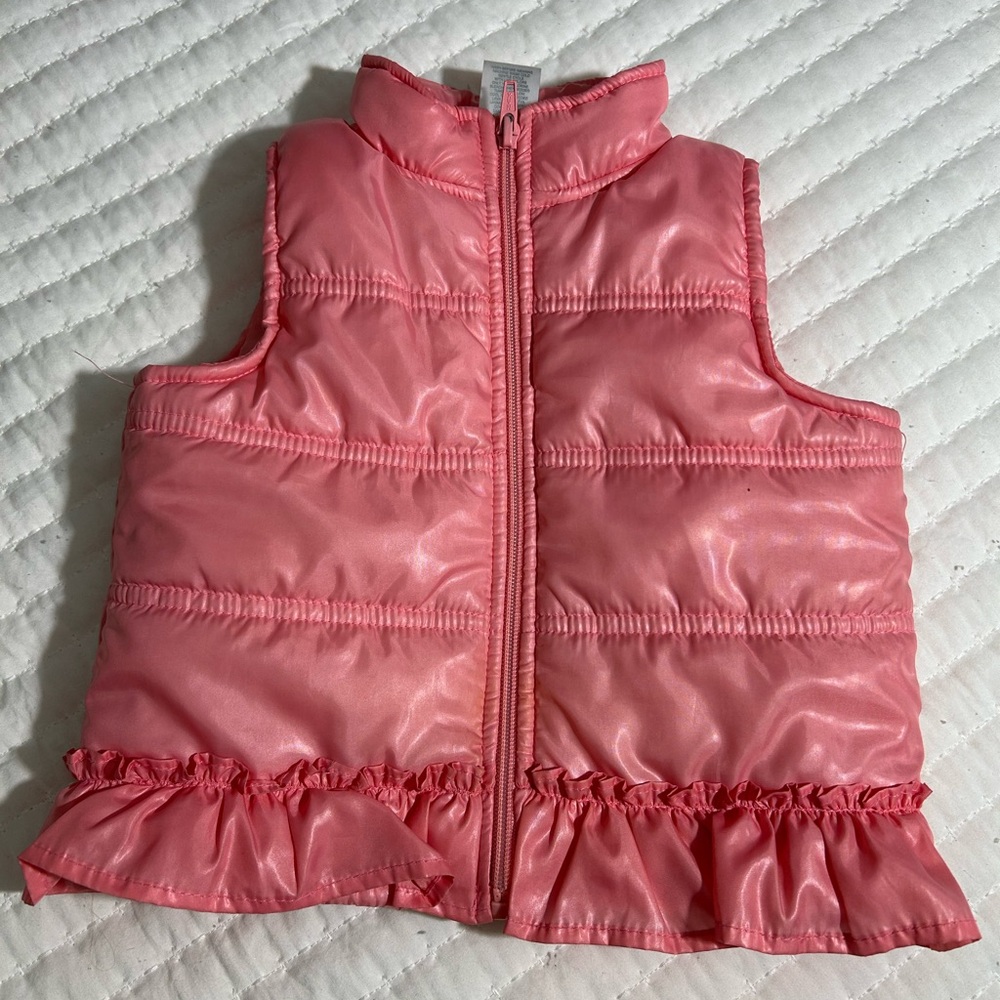 Babyworks Pink Puffer Vest with Ruffle Hem 12 mths